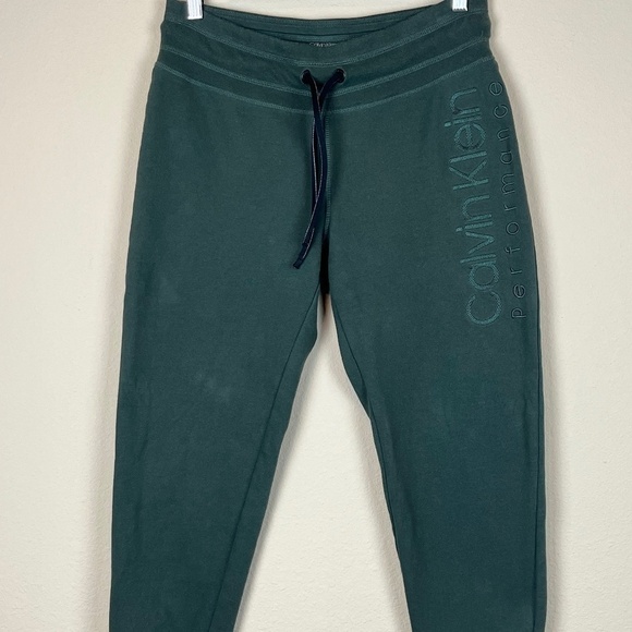 Calvin Klein Performance Forest Green Joggers Embroidered; Size M; Flaw - Picture 1 of 8